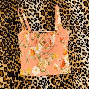 Summer Peach Floral Crop Top